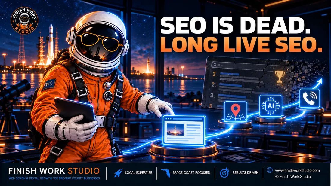 Finish Work Studio astronaut following the changing path from search visibility to customer inquiry