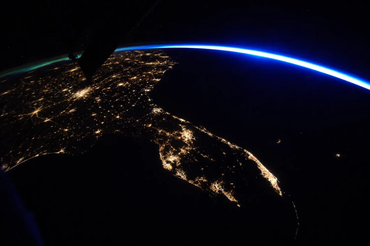 Florida and the Space Coast seen from space at night