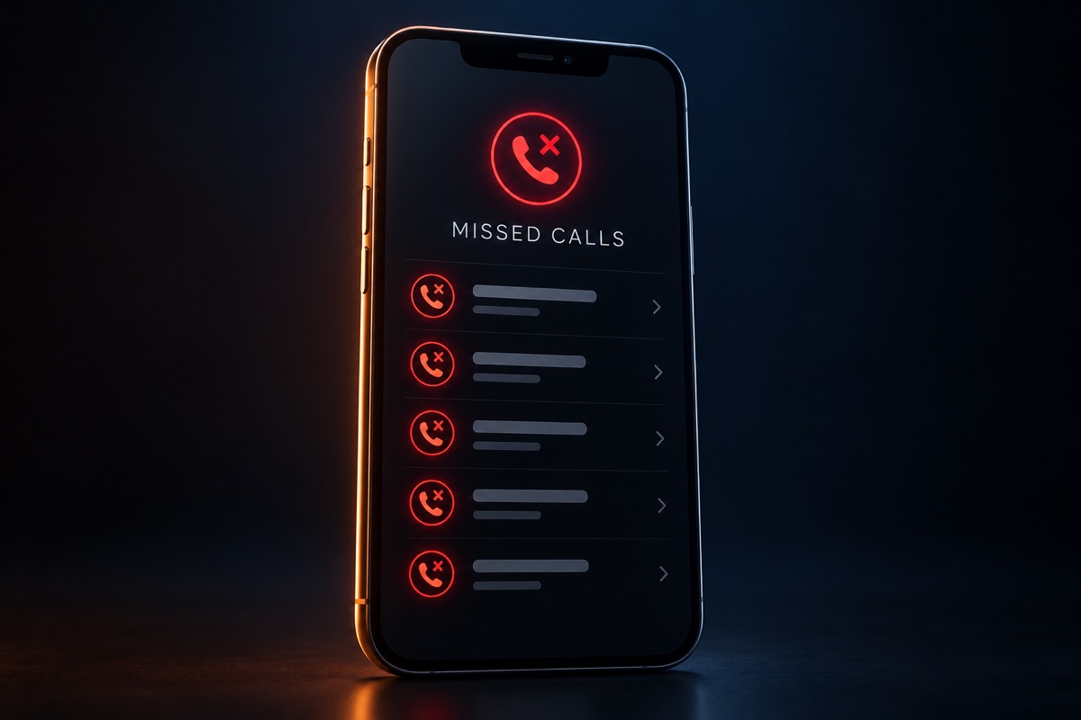 A cellphone screen showing multiple missed customer calls.
